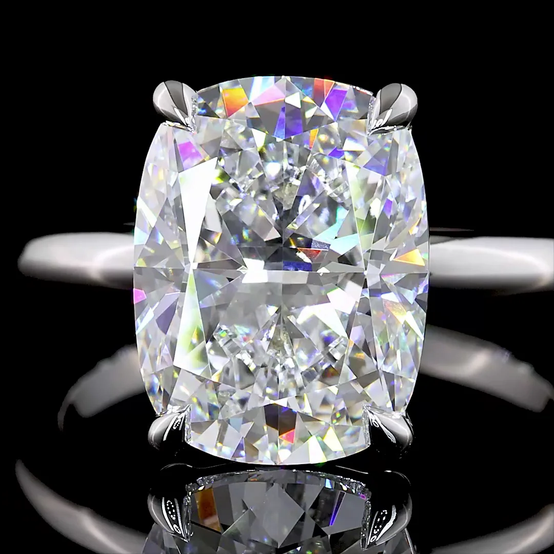 5.1 Cts 14k White Gold Cushion Brilliant Shape Solitaire Ring - Image 3