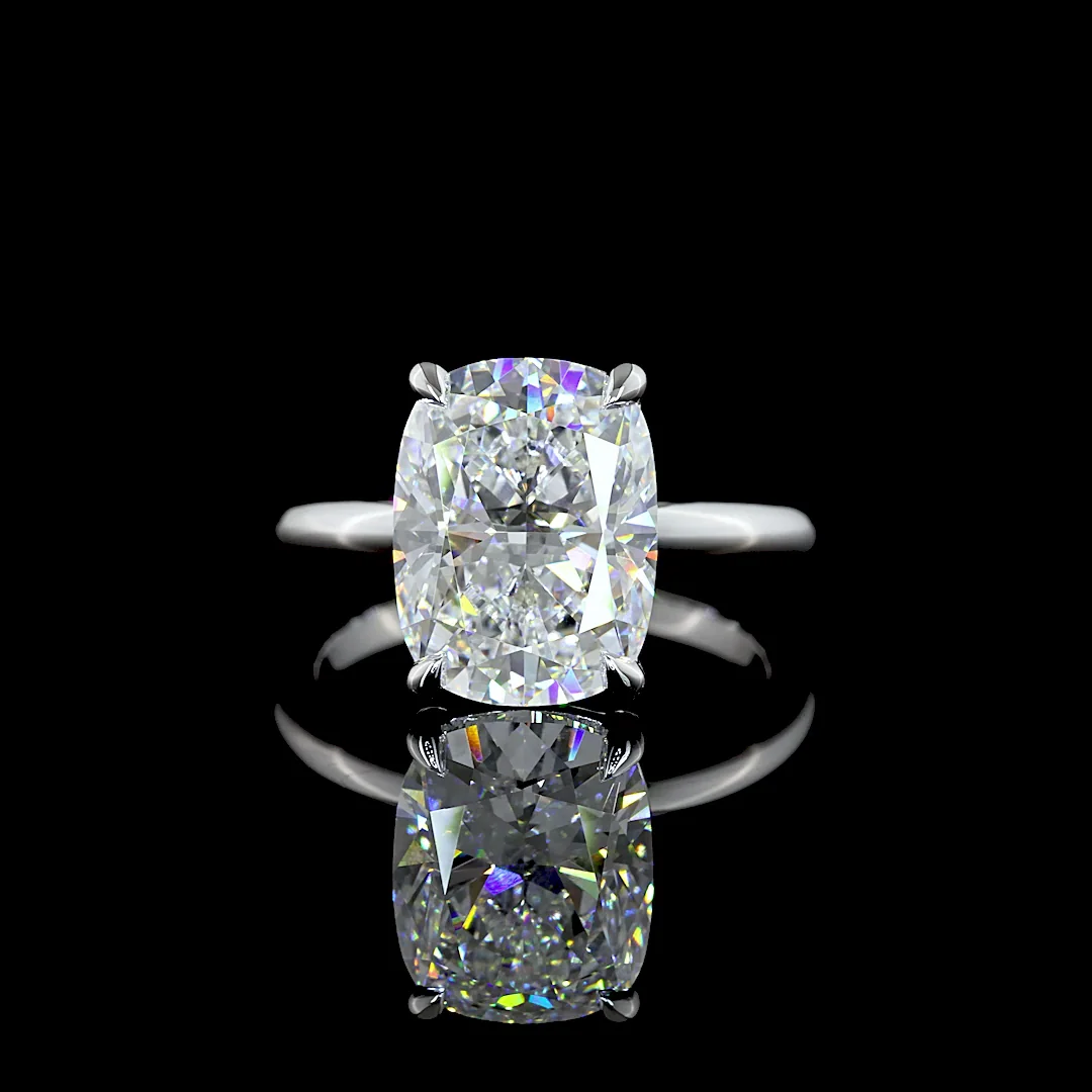 5.1 Cts 14k White Gold Cushion Brilliant Shape Solitaire Ring - Video