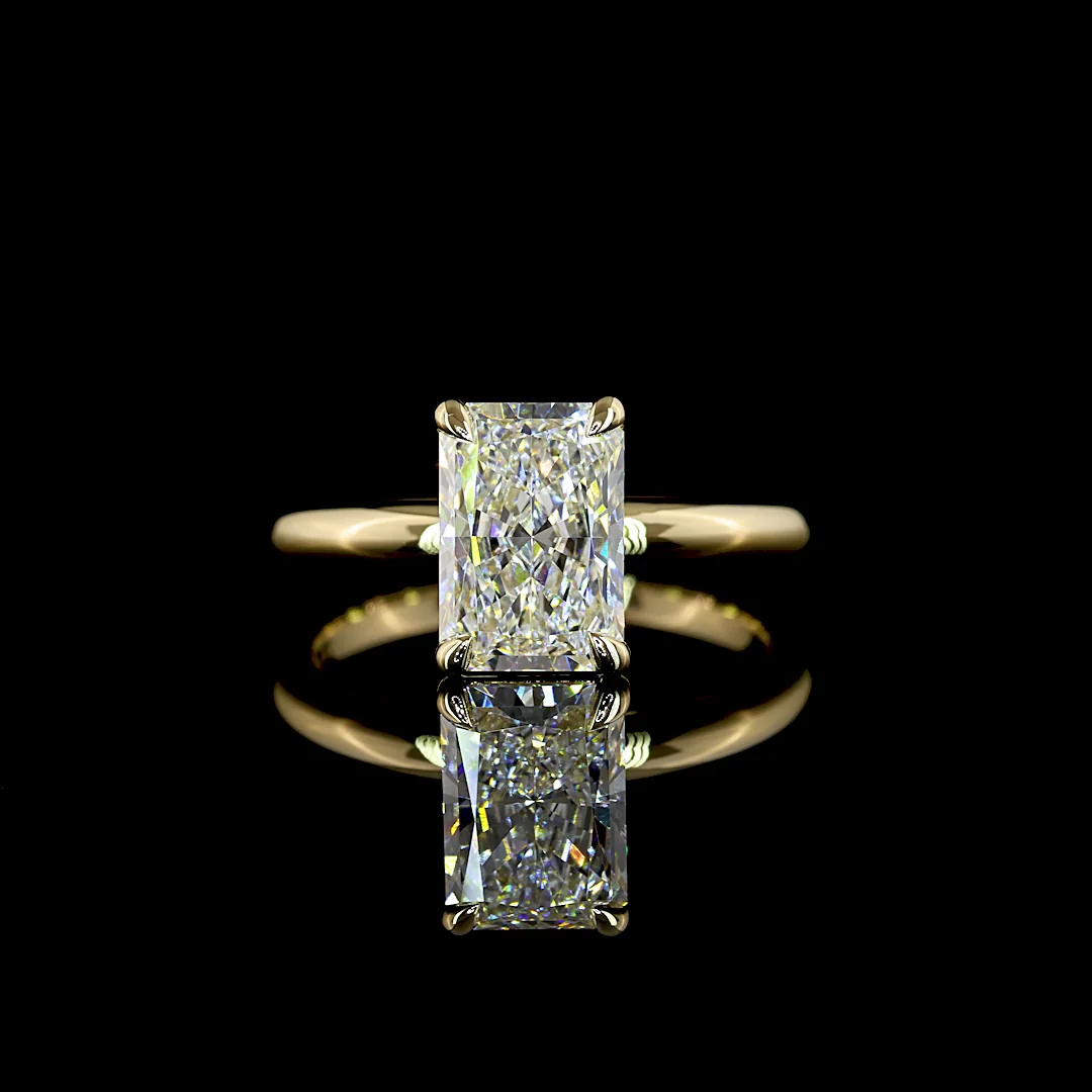 2.13 Cts 14k Yellow Gold Radiant Shape Solitaire Ring - Video