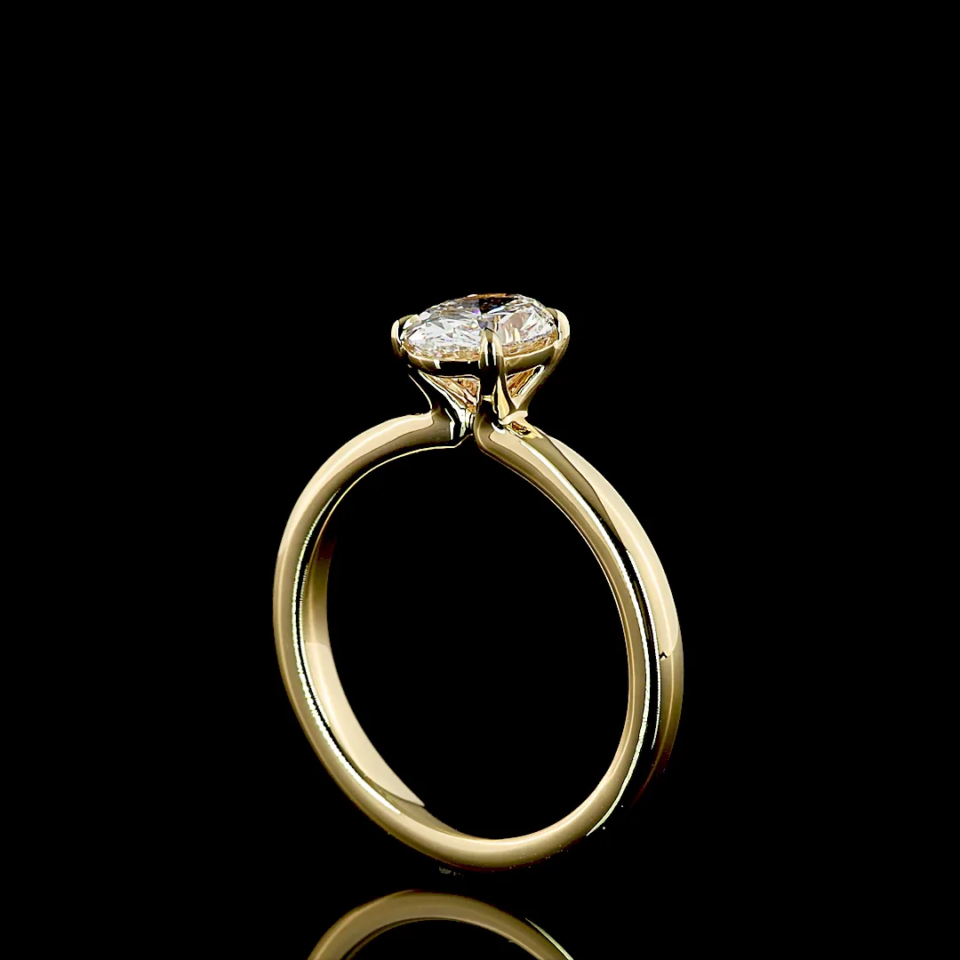 1 Cts 14k Yellow Gold Oval Shape Solitaire Ring - Image 2