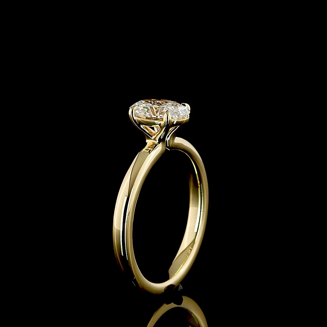 1 Cts 14k Yellow Gold Oval Shape Solitaire Ring - Image 4