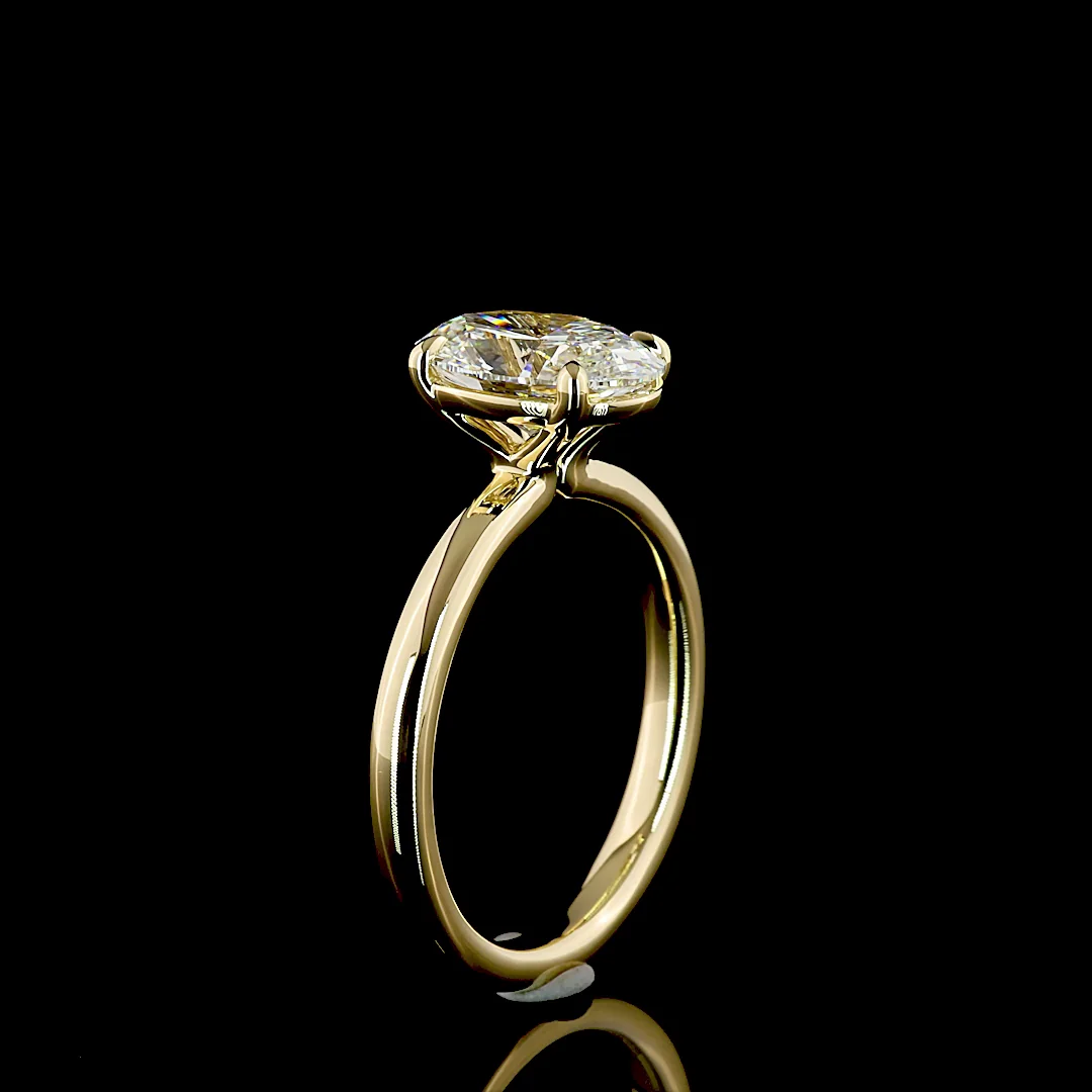 2.11 Cts 14k Yellow Gold Oval Shape Solitaire Ring - Image 4