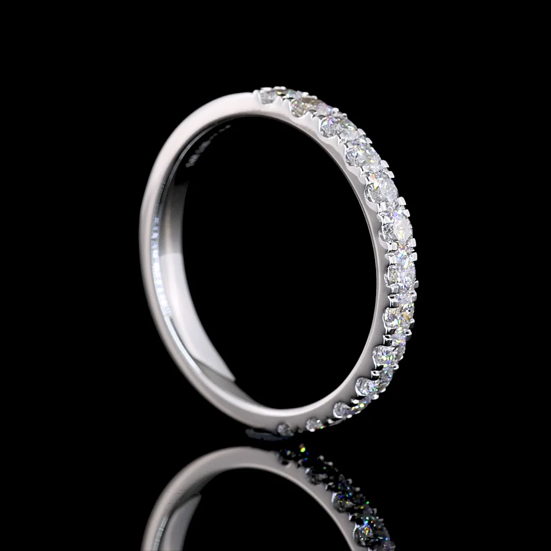 0.67 Cts 14k White Gold Round Shape Half Eternity Eternity Band - Image 2