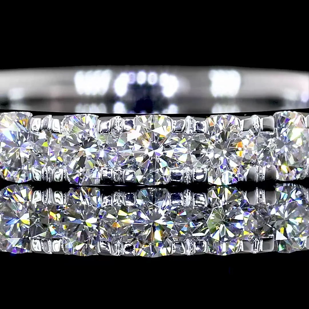 0.67 Cts 14k White Gold Round Shape Half Eternity Eternity Band - Image 3