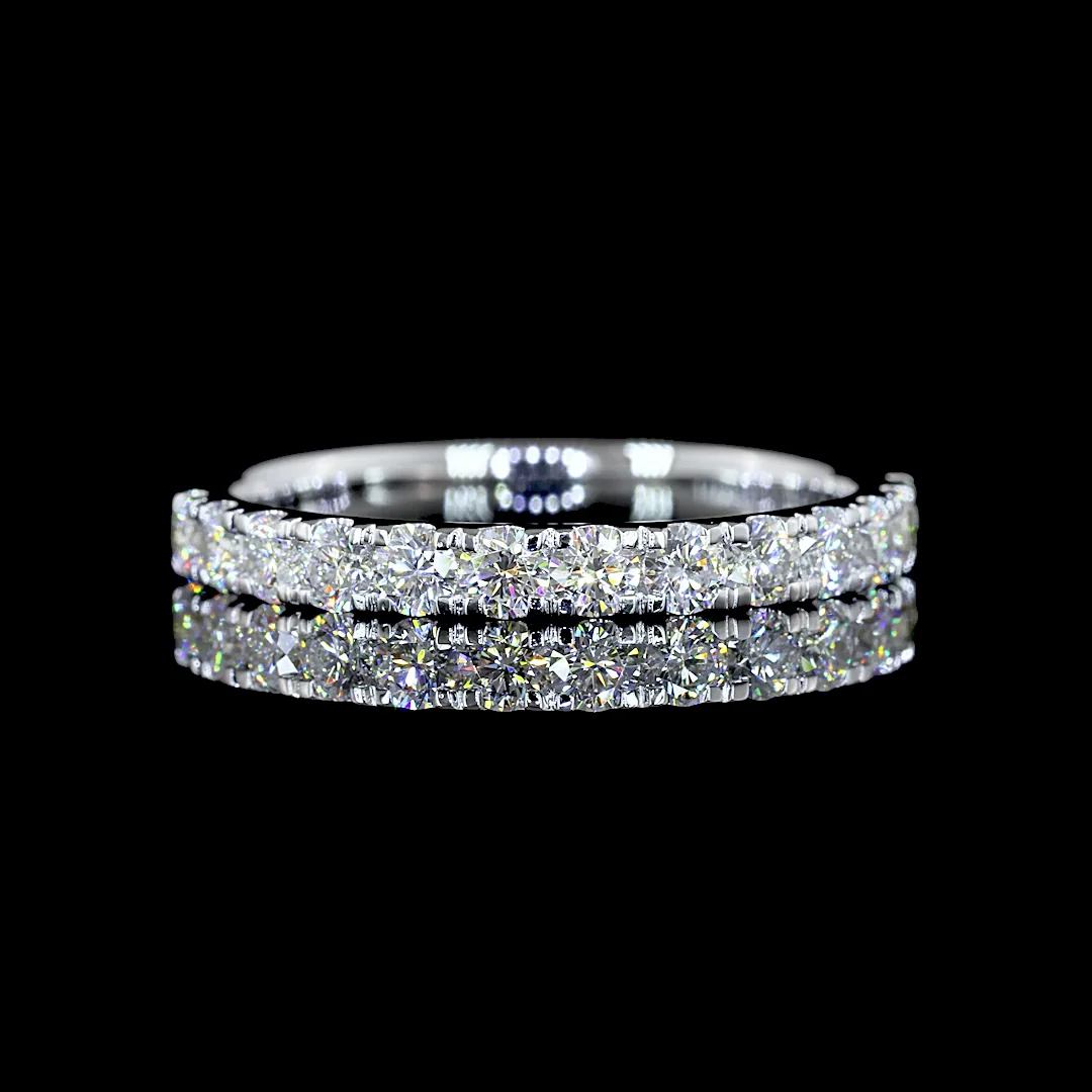 0.67 Cts 14k White Gold Round Shape Half Eternity Eternity Band - Video