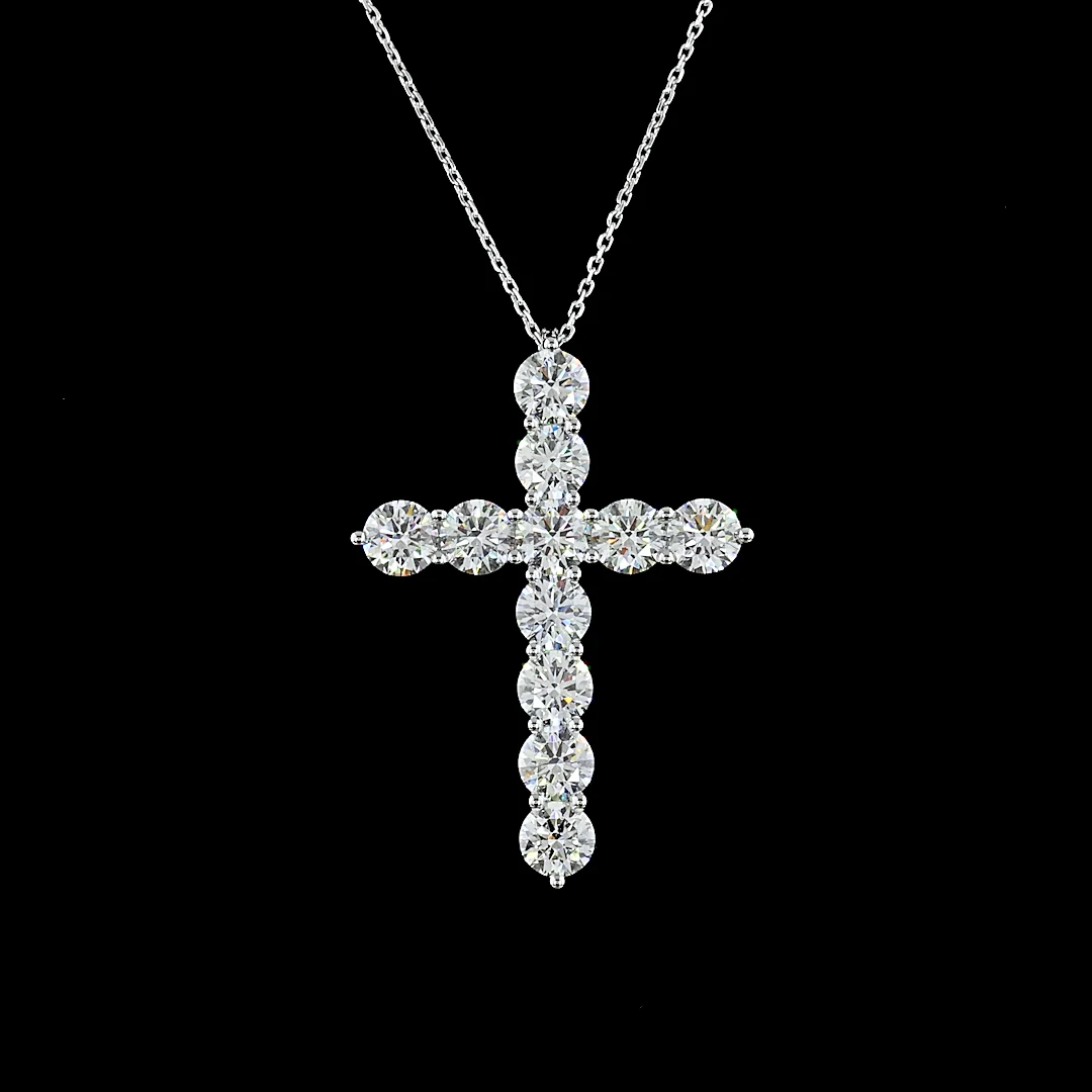 5.47 Cts 14k White Gold Round Shape Symbol Pendant - Image 3