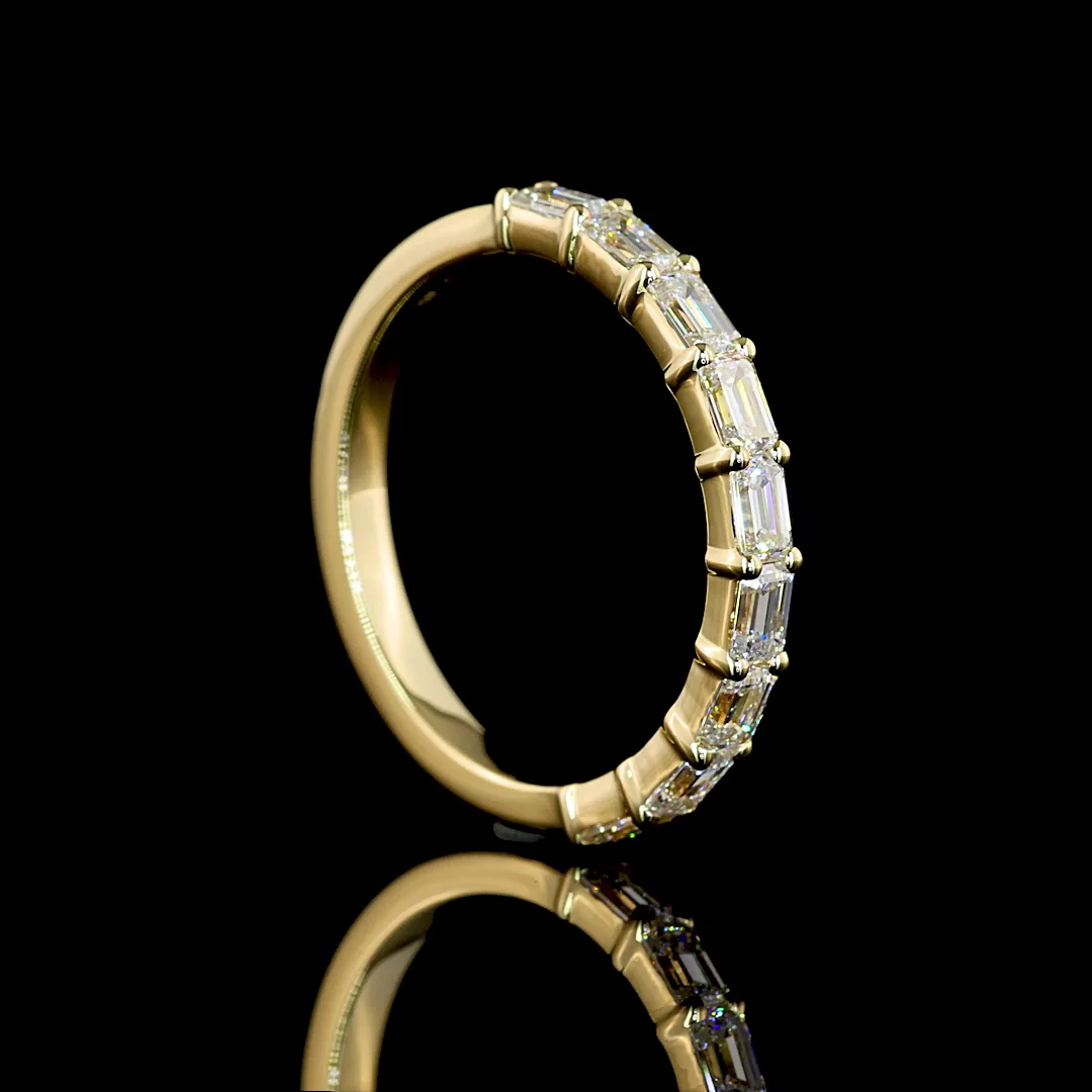 0.93 Cts 14k Yellow Gold Emerald Shape Half Eternity Eternity Band - Image 2