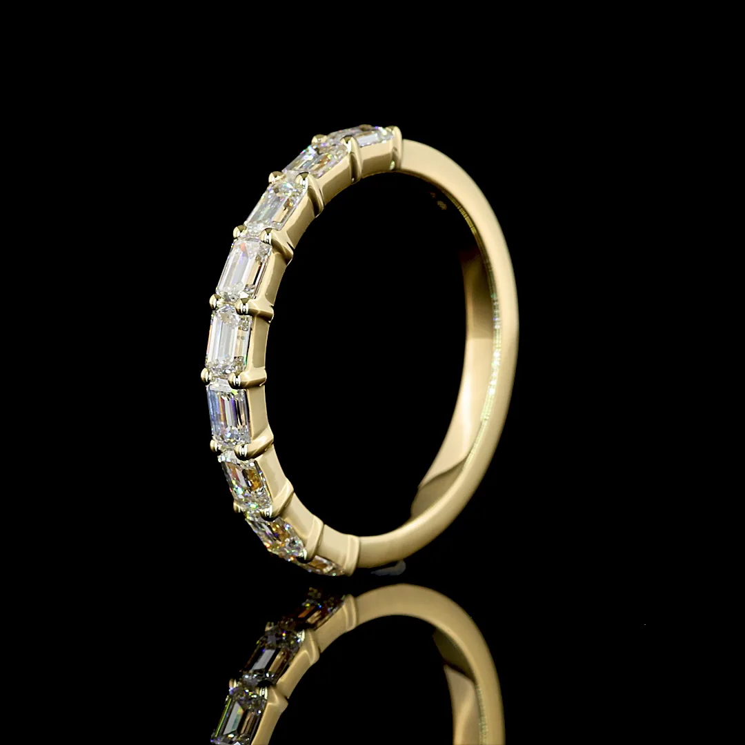 0.93 Cts 14k Yellow Gold Emerald Shape Half Eternity Eternity Band - Image 4