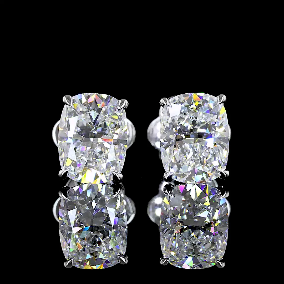 2.53 Cts 14k White Gold Cushion Brilliant Shape Studs Earring - Video