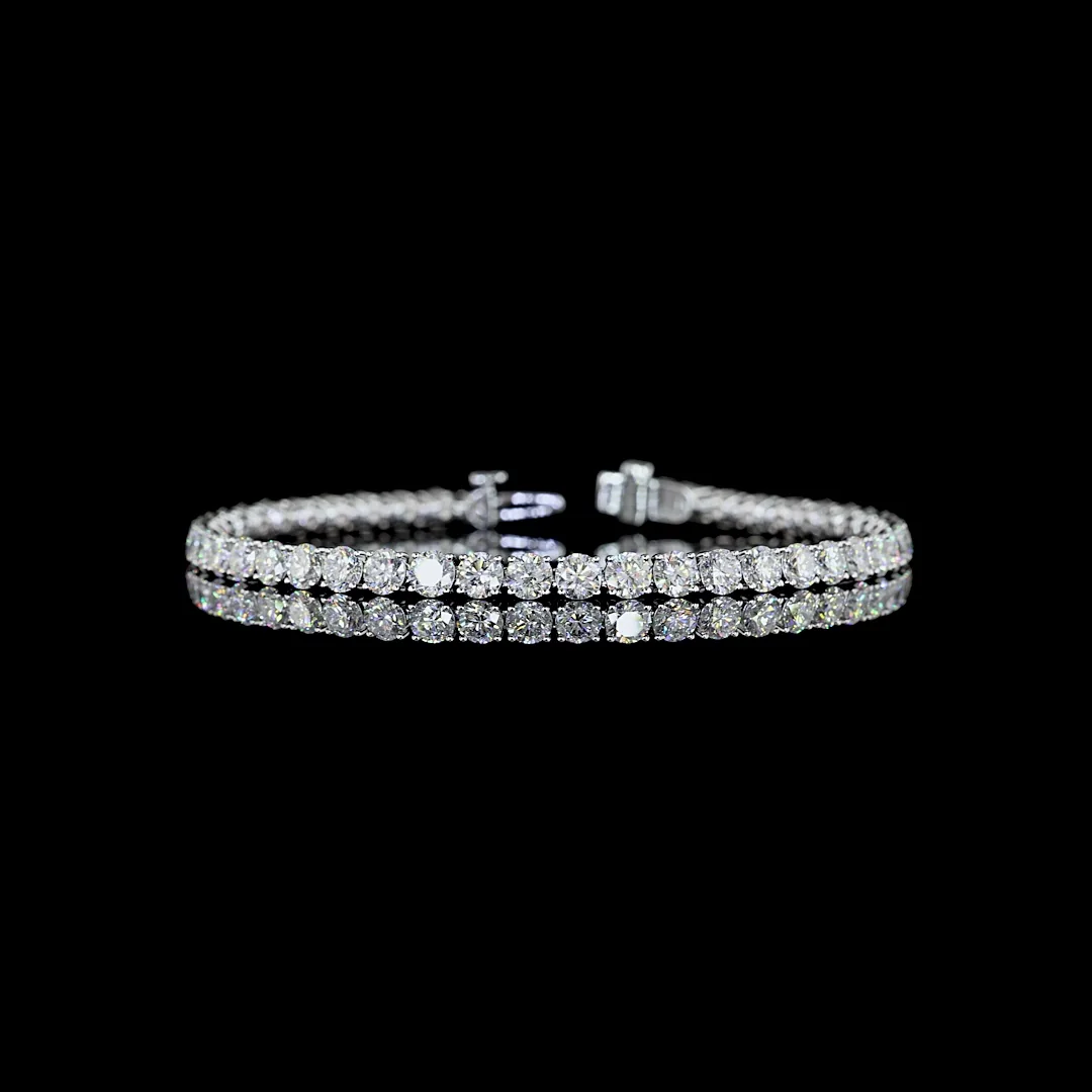 8.95 Cts 14k White Gold Round Shape Tennis Bracelet - Video