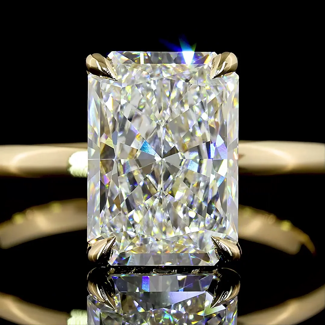 3.15 Cts 14k Yellow Gold Radiant Shape Hidden Halo Ring - Image 3