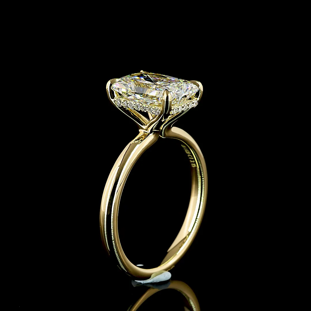3.15 Cts 14k Yellow Gold Radiant Shape Hidden Halo Ring - Image 4