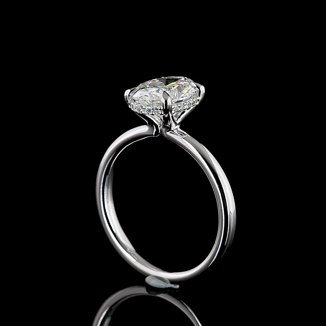 2.17 Cts 14k White Gold Oval Shape Hidden Halo Ring - Image 2