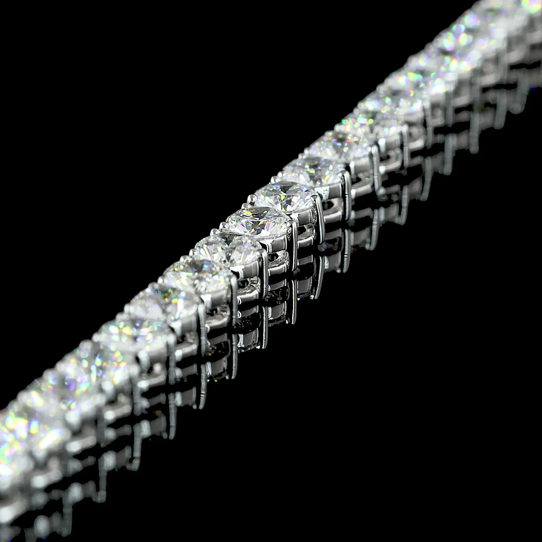 13.31 Cts 14k White Gold Round Shape Tennis Necklace - Image 4