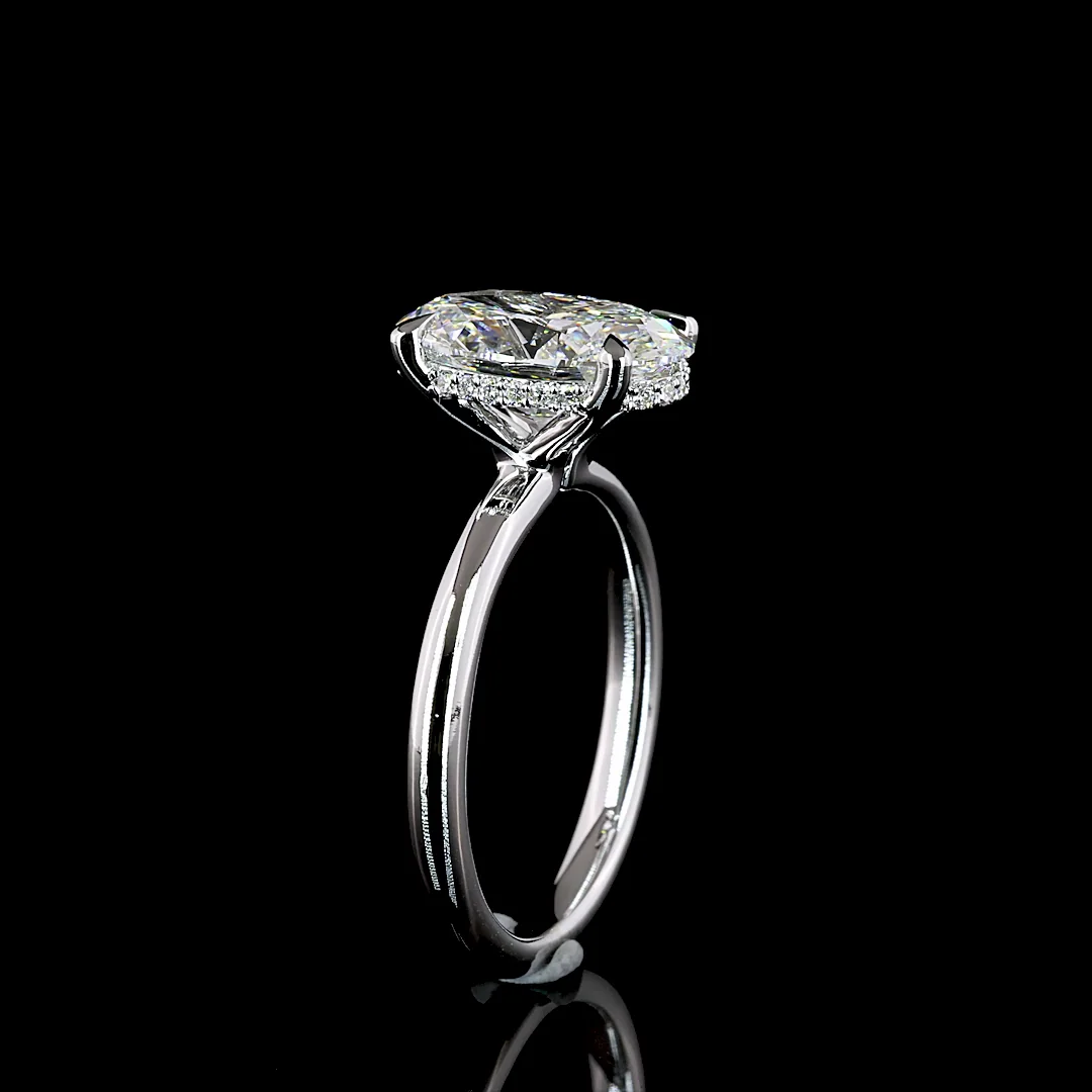 3.14 Cts 14k White Gold Oval Shape Hidden Halo Ring - Image 4