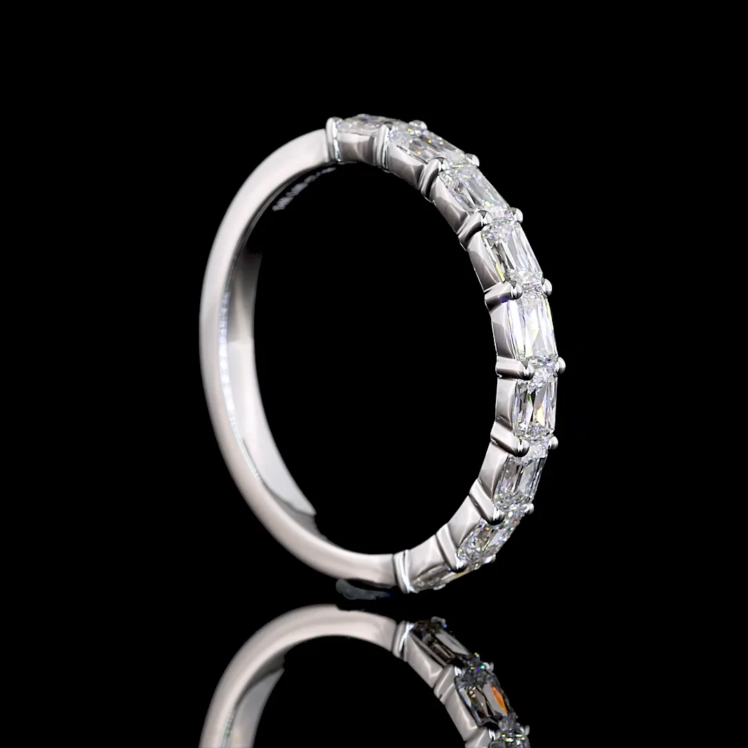 1 Cts 14k White Gold Radiant Modified Shape Half Eternity Eternity Band - Image 2