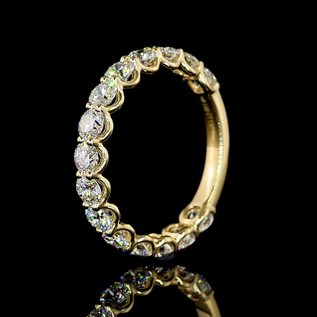 1.97 Cts 14k Yellow Gold Round Shape 3/4 Band Eternity Band - Image 4