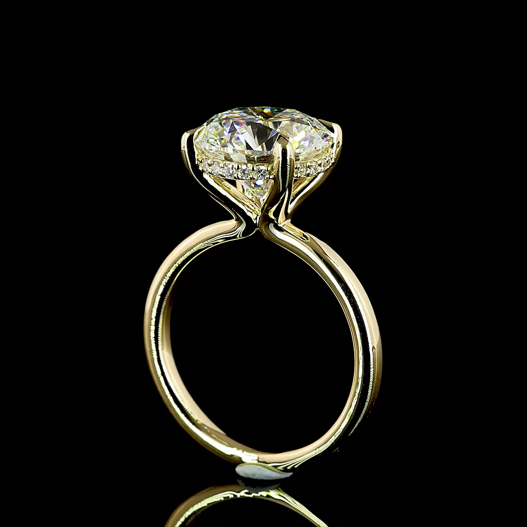 5.25 Cts 14k Yellow Gold Round Shape Hidden Halo Ring - Image 2