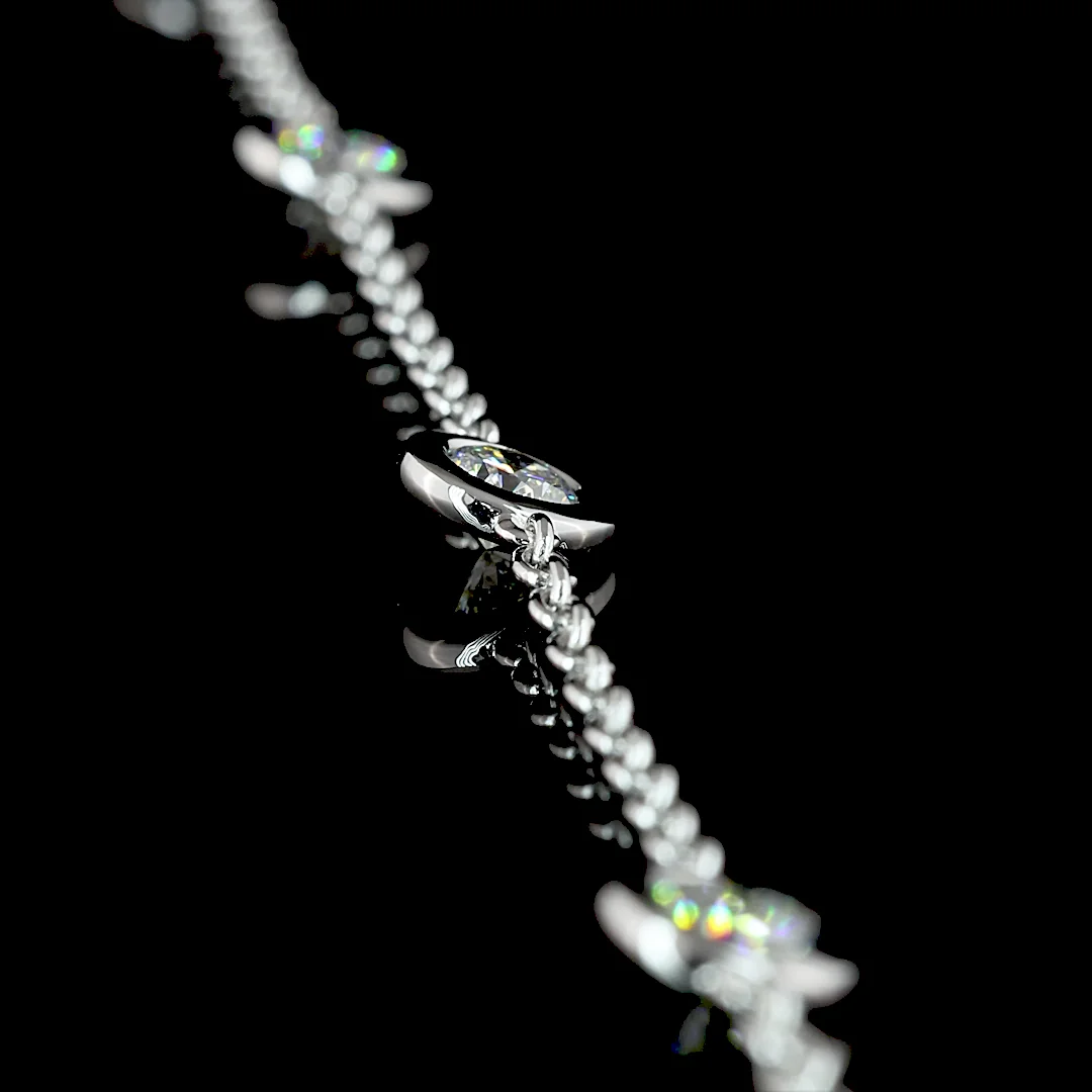 2 Cts 14k White Gold Round Shape Station Necklace - Image 2