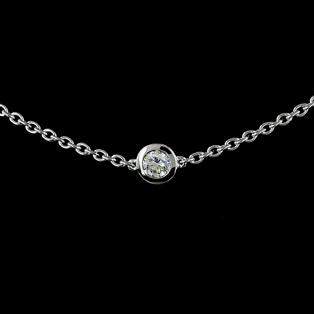 2 Cts 14k White Gold Round Shape Station Necklace - Image 3