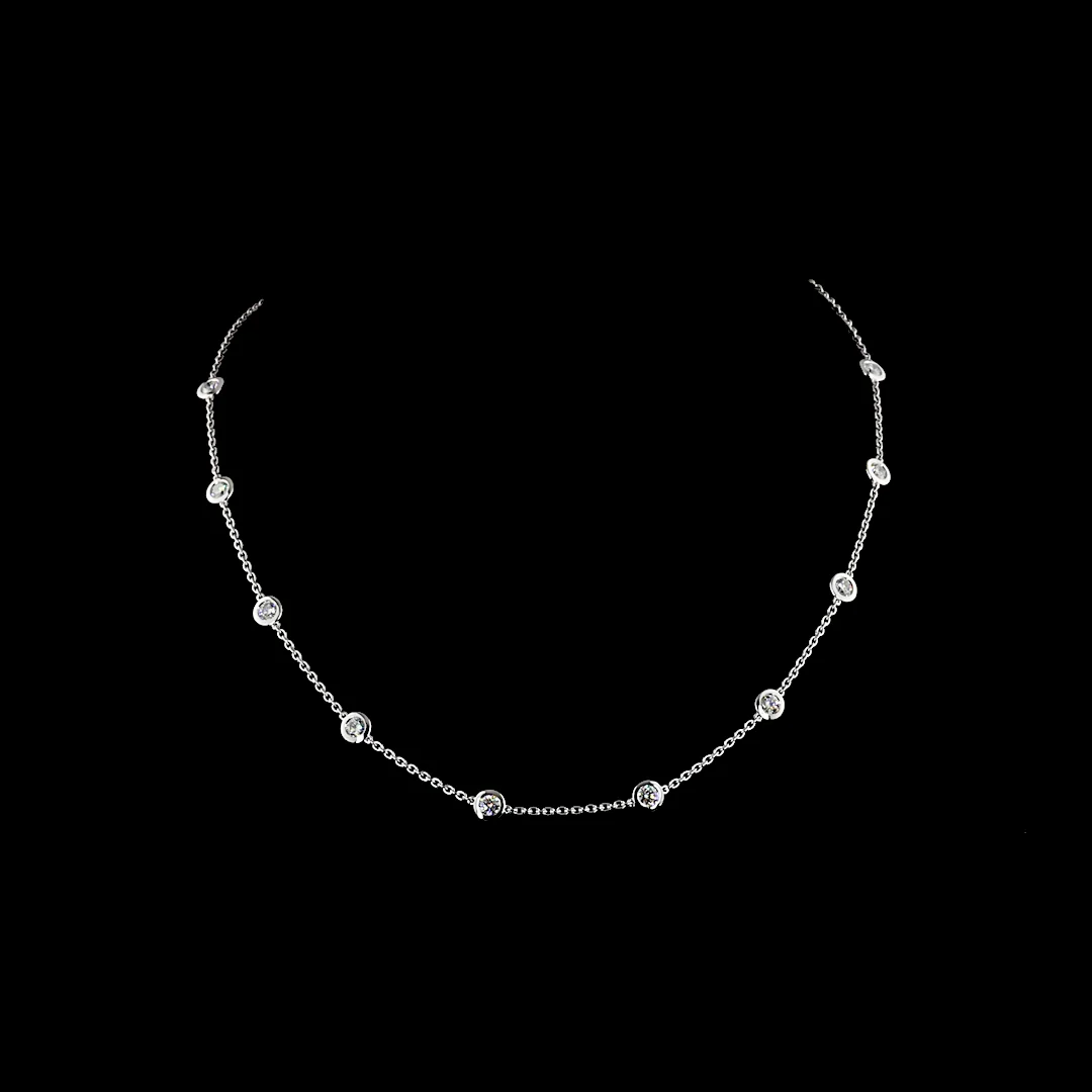 1.97 Cts 14k White Gold Round Shape Station Necklace - Video