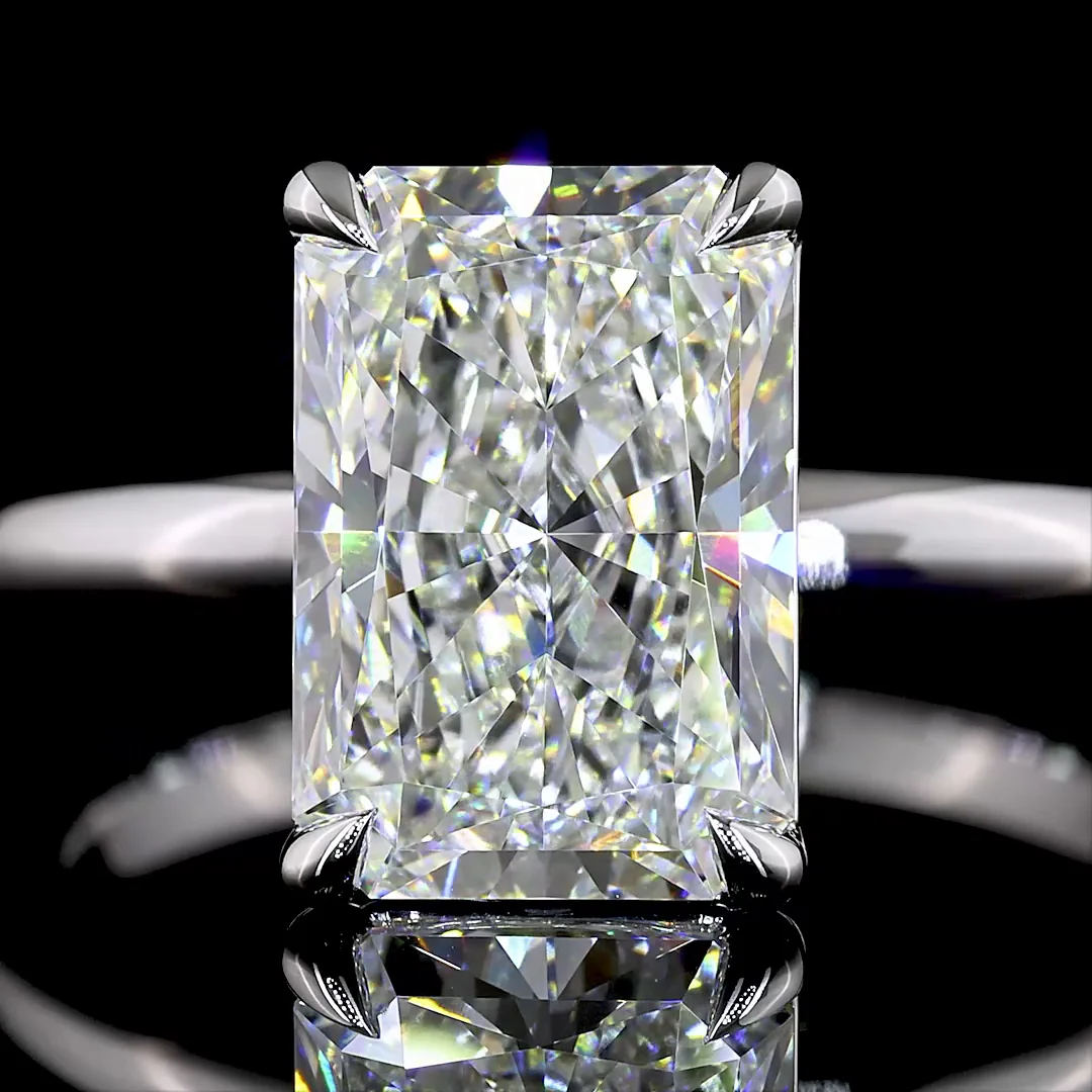 3.04 Cts 14k White Gold Radiant Shape Solitaire Ring - Image 3