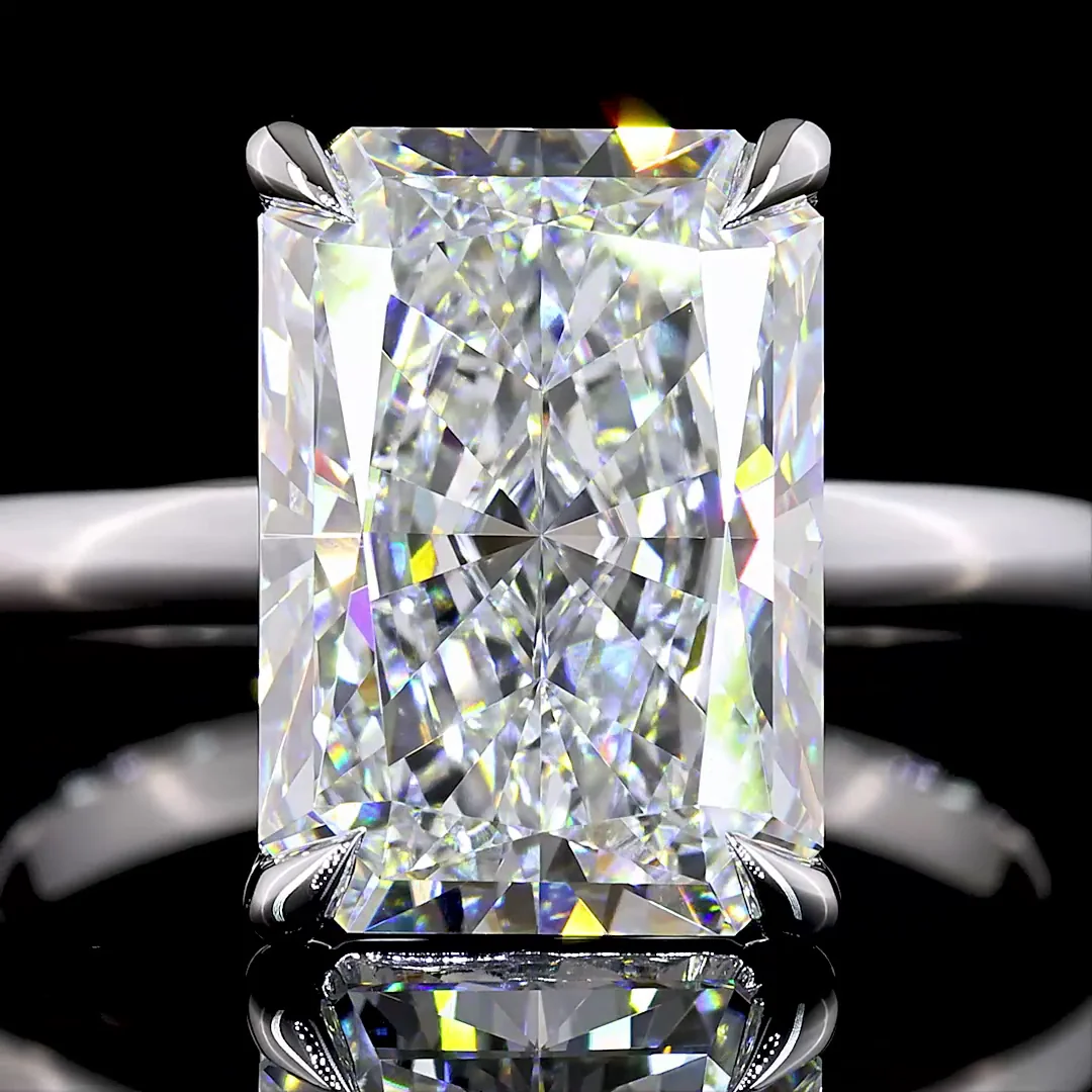 5.07 Cts 14k White Gold Radiant Shape Solitaire Ring - Image 3