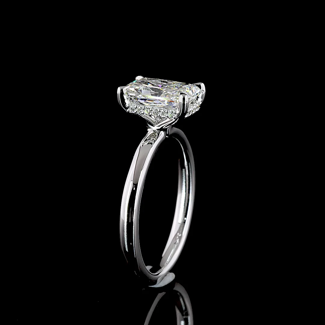 2.1 Cts 14k White Gold Radiant Shape Hidden Halo Ring - Image 4