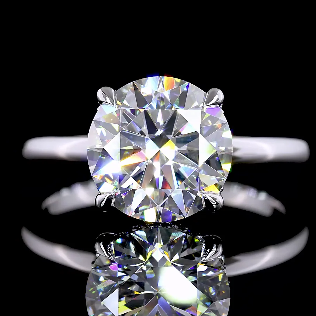 3.2 Cts 14k White Gold Round Shape Hidden Halo Ring - Image 3