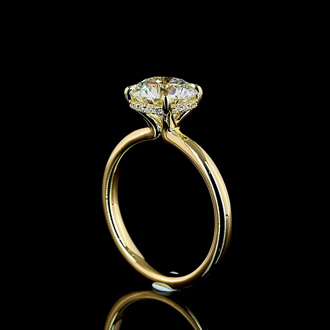 2.16 Cts 14k Yellow Gold Round Shape Hidden Halo Ring - Image 2
