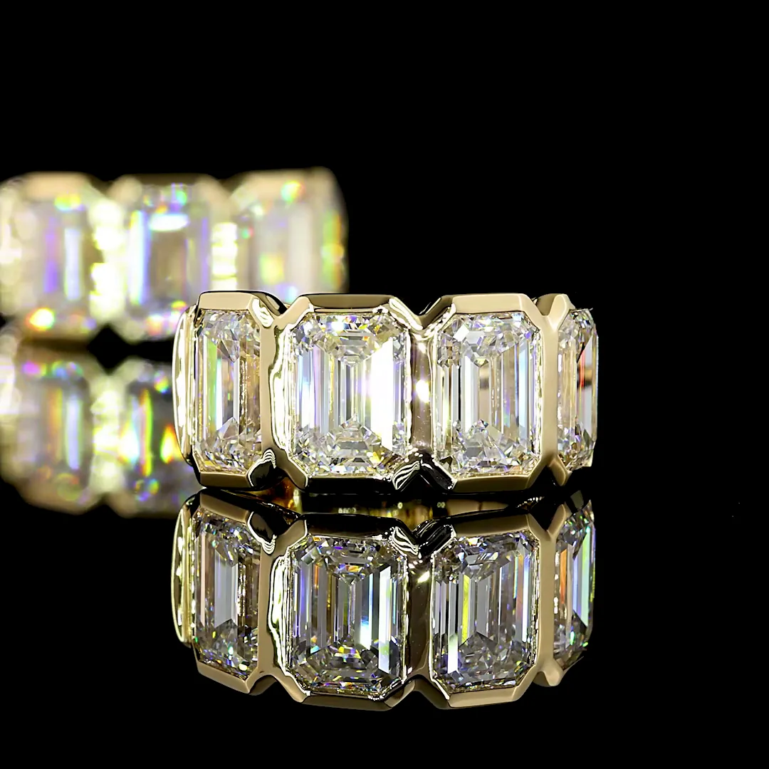 5.04 Cts 14k Yellow Gold Emerald Shape Huggies Earring - Image 2