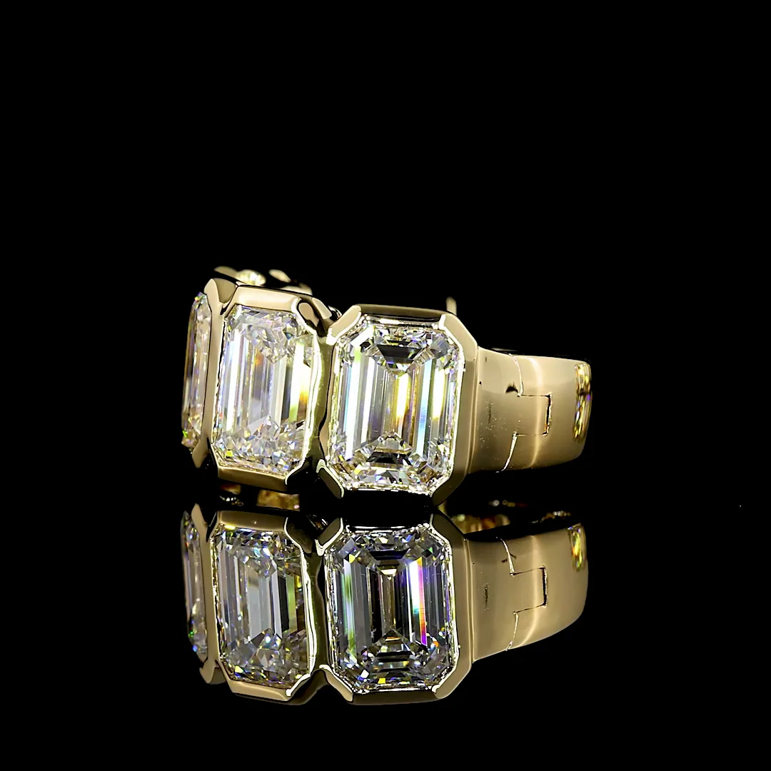 5.04 Cts 14k Yellow Gold Emerald Shape Huggies Earring - Image 4