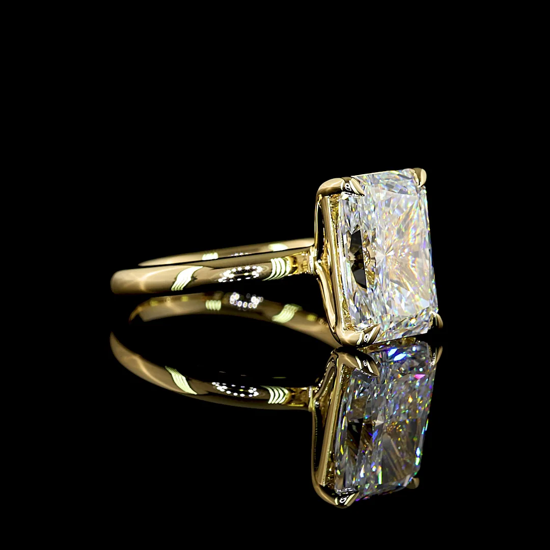 5.04 Cts 14k Yellow Gold Radiant Shape Solitaire Ring - Image 3