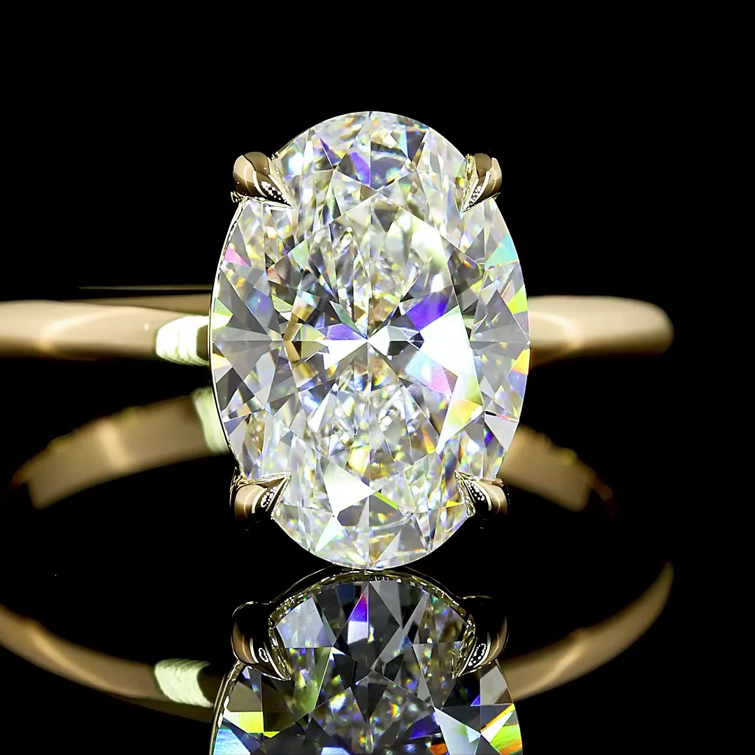 3.05 Cts 14k Yellow Gold Oval Shape Solitaire Ring - Image 3