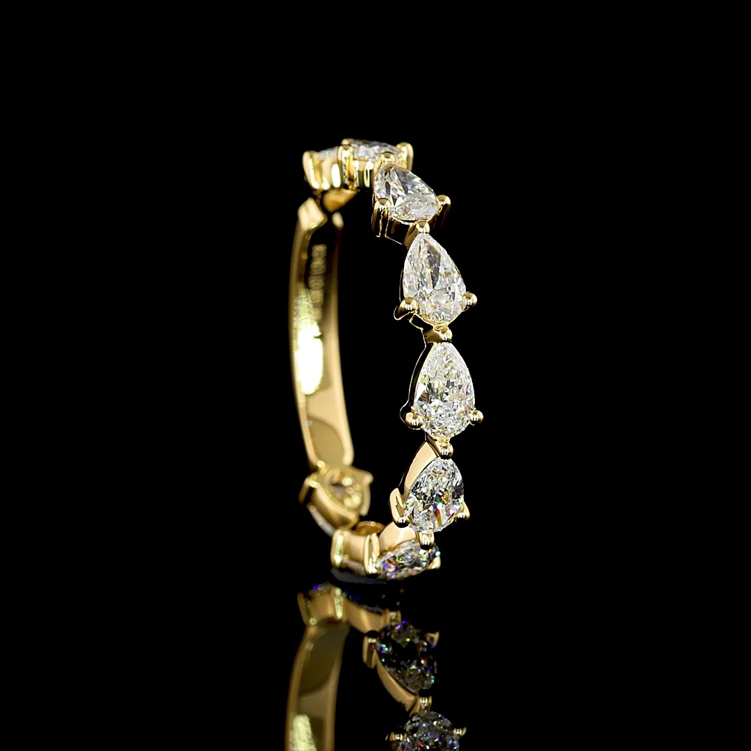 1.24 Cts 18k Yellow Gold Pear Shape 3/4 Band Eternity Band - Image 2
