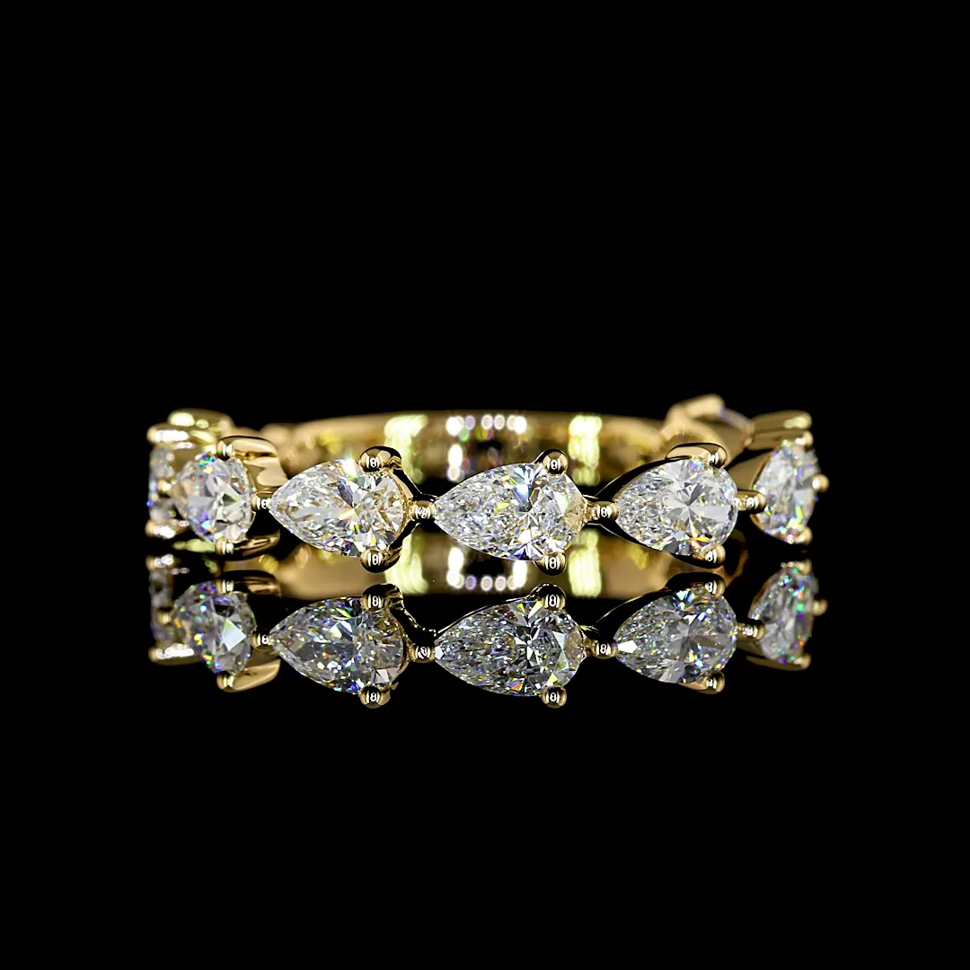 1.24 Cts 18k Yellow Gold Pear Shape 3/4 Band Eternity Band - Video