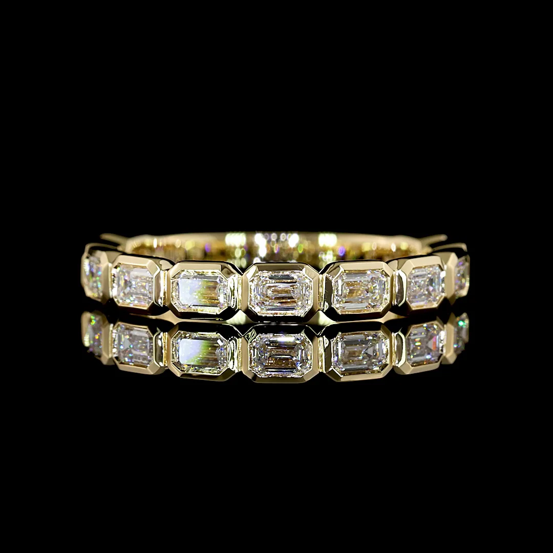 1 Cts 14k Yellow Gold Emerald Shape 3/4 Band Eternity Band - Video