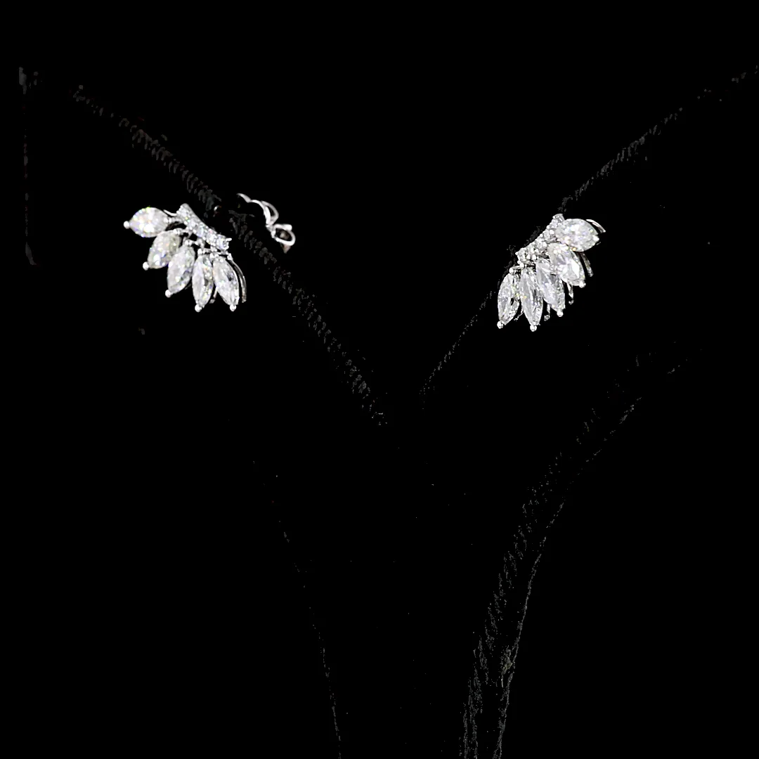 1.27 Cts 14k White Gold Marquise Shape Crawler Earring - Image 2