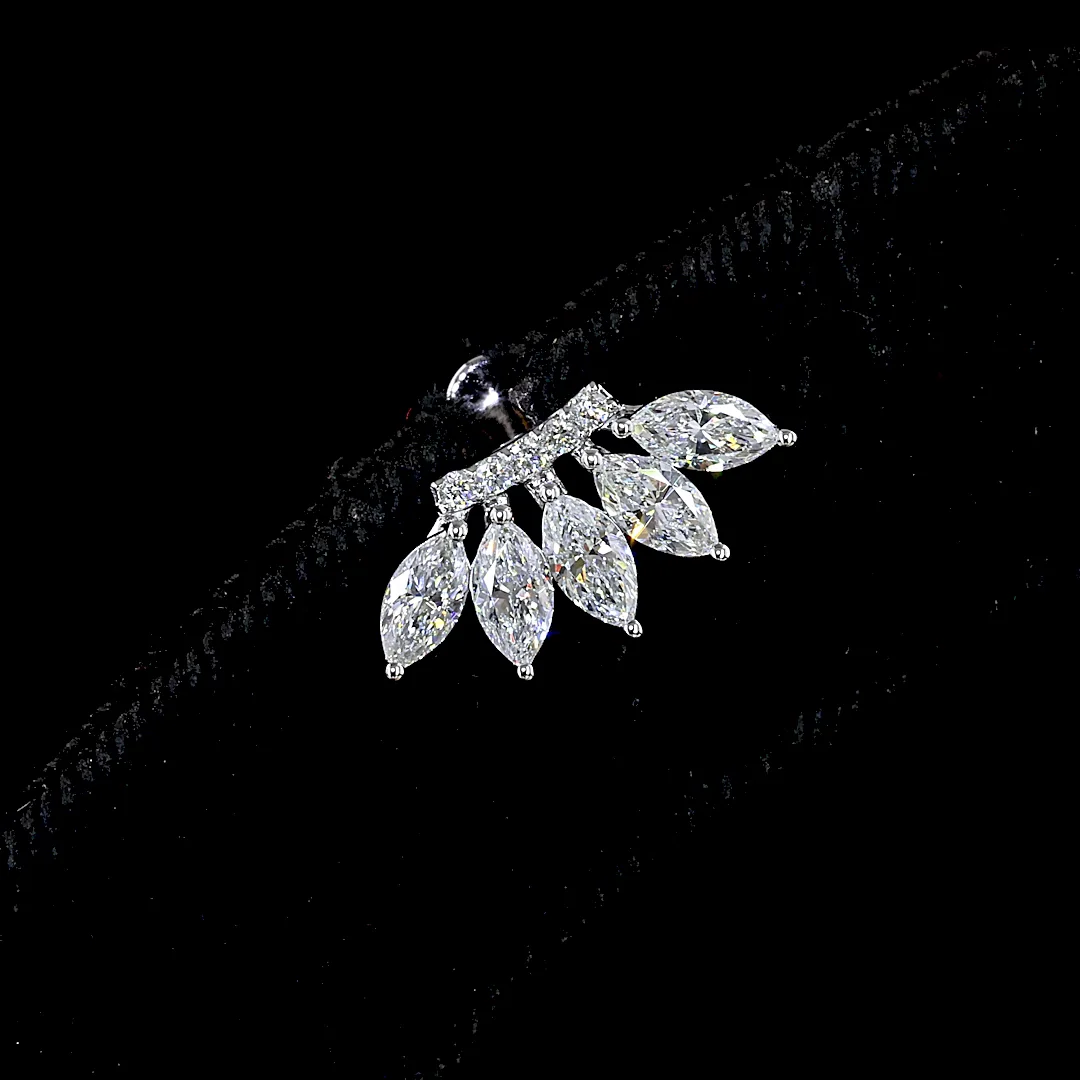 1.27 Cts 14k White Gold Marquise Shape Crawler Earring - Image 4