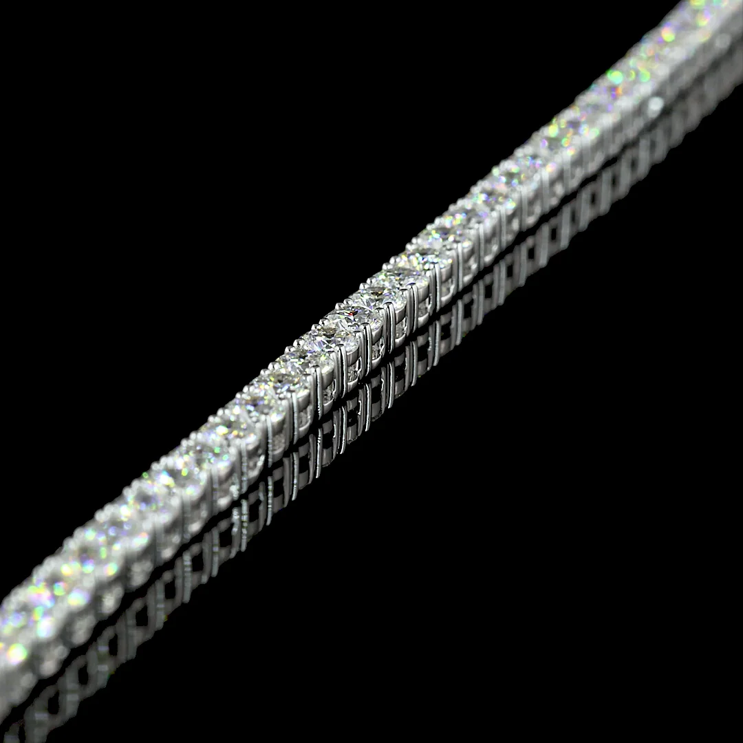 4.49 Cts 14k Two Tone Round Shape Tennis Necklace - Image 2