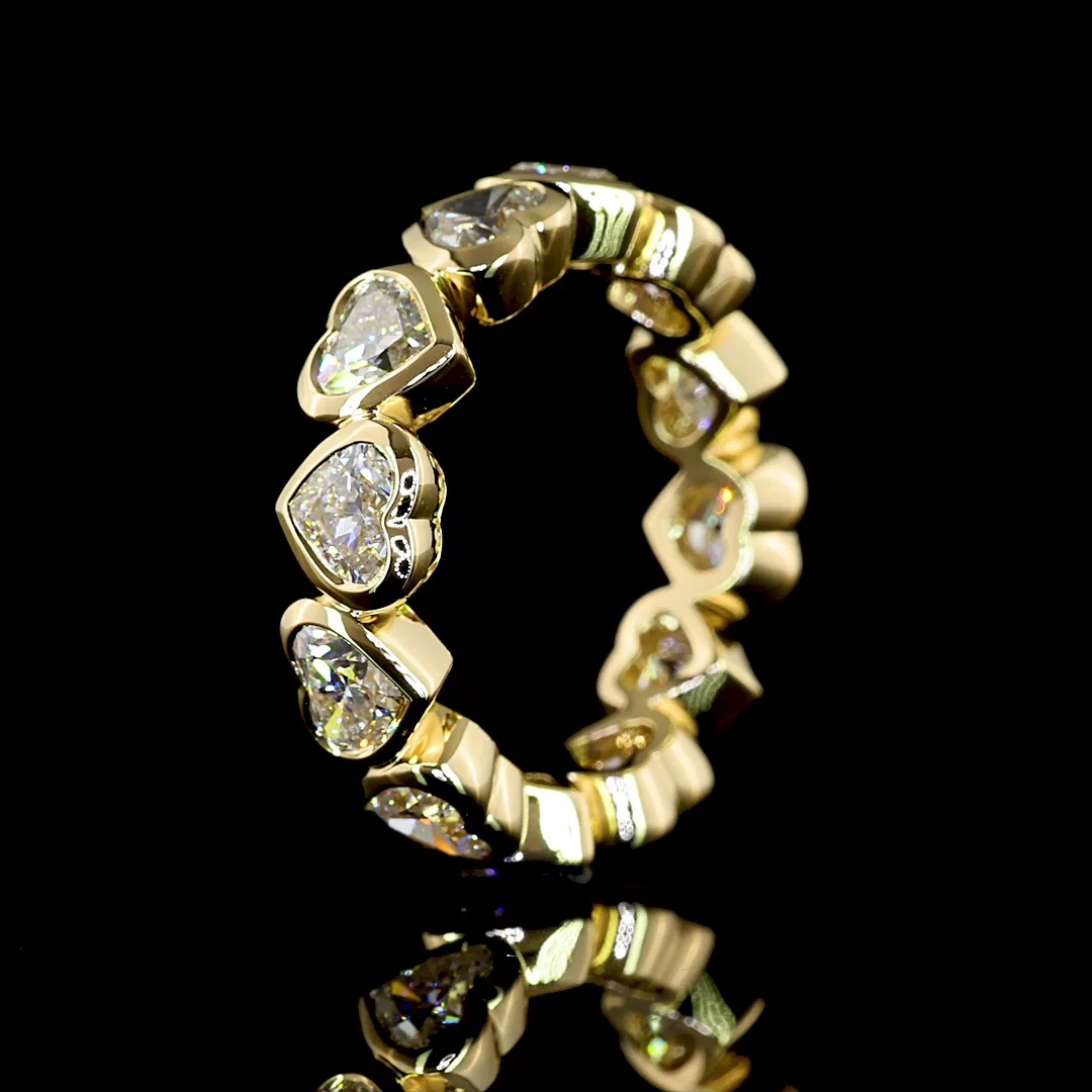 4.05 Cts 14k Yellow Gold Heart Shape Eternity Band Eternity Band - Image 4