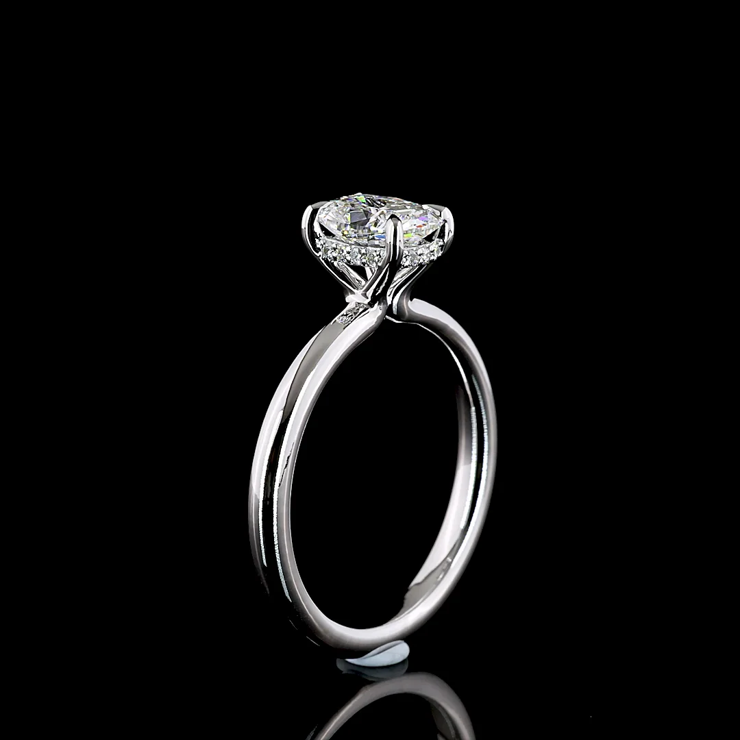 1.09 Cts 14k White Gold Cushion Brilliant Shape Hidden Halo Ring - Image 4