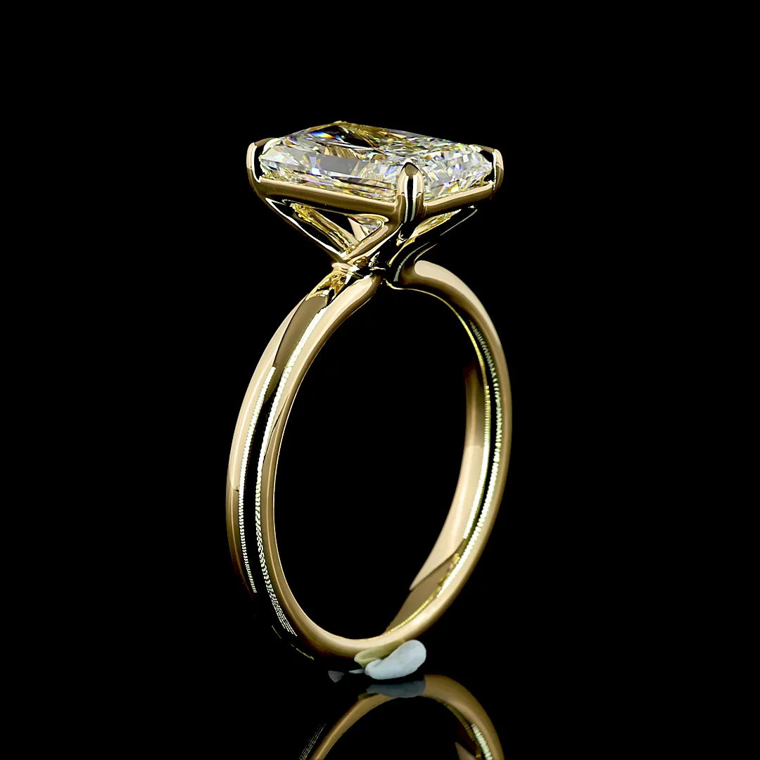 3.07 Cts 14k Yellow Gold Radiant Shape Solitaire Ring - Image 4