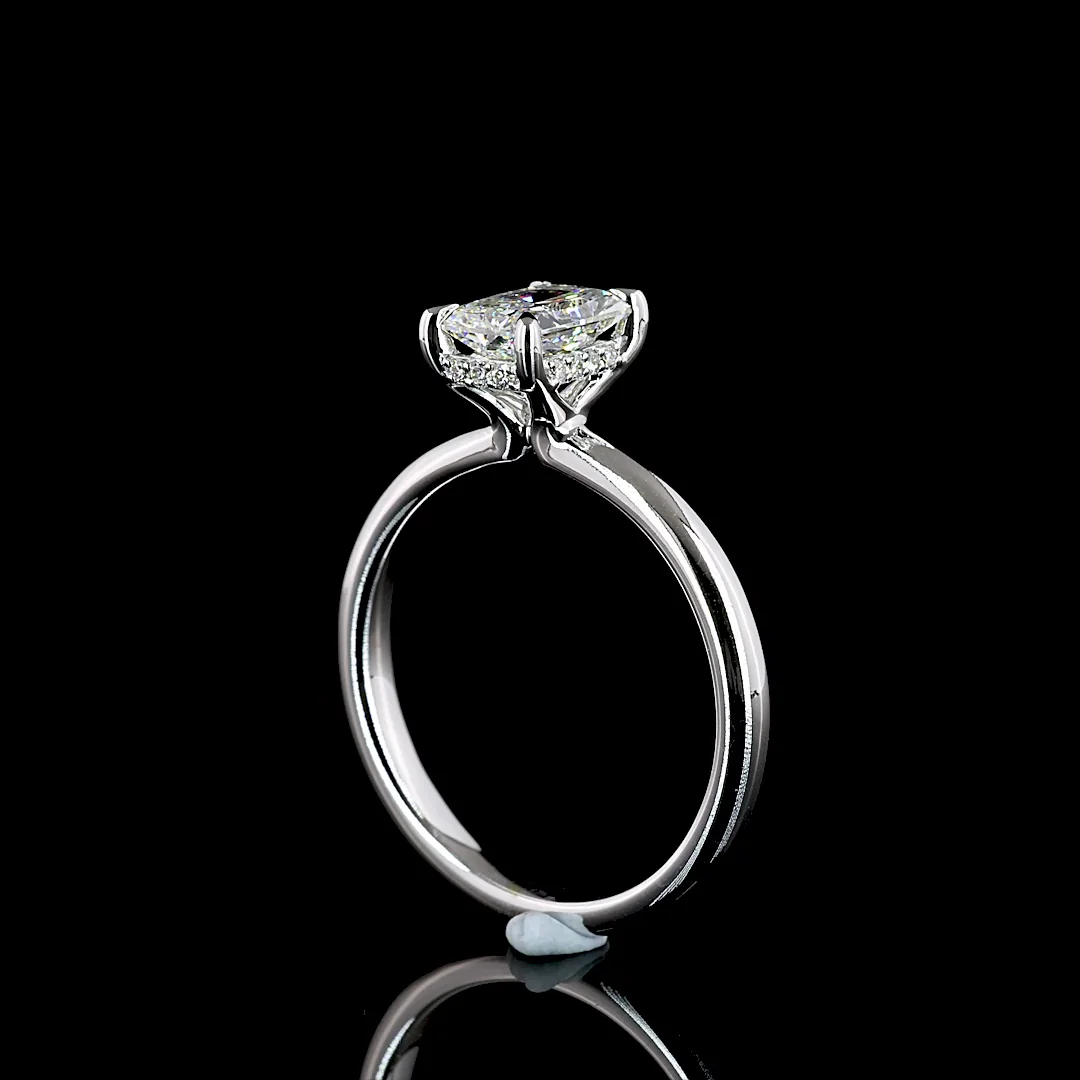 1.06 Cts 14k White Gold Radiant Shape Hidden Halo Ring - Image 2