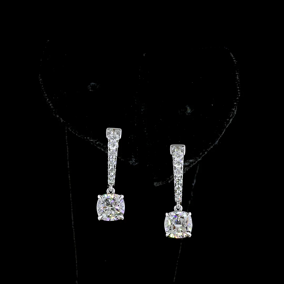 2.64 Cts 14k White Gold Mix Shape Hanging Earring - Image 3
