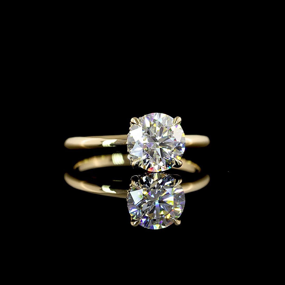 1.59 Cts 14k Yellow Gold Round Shape Hidden Halo Ring - Video