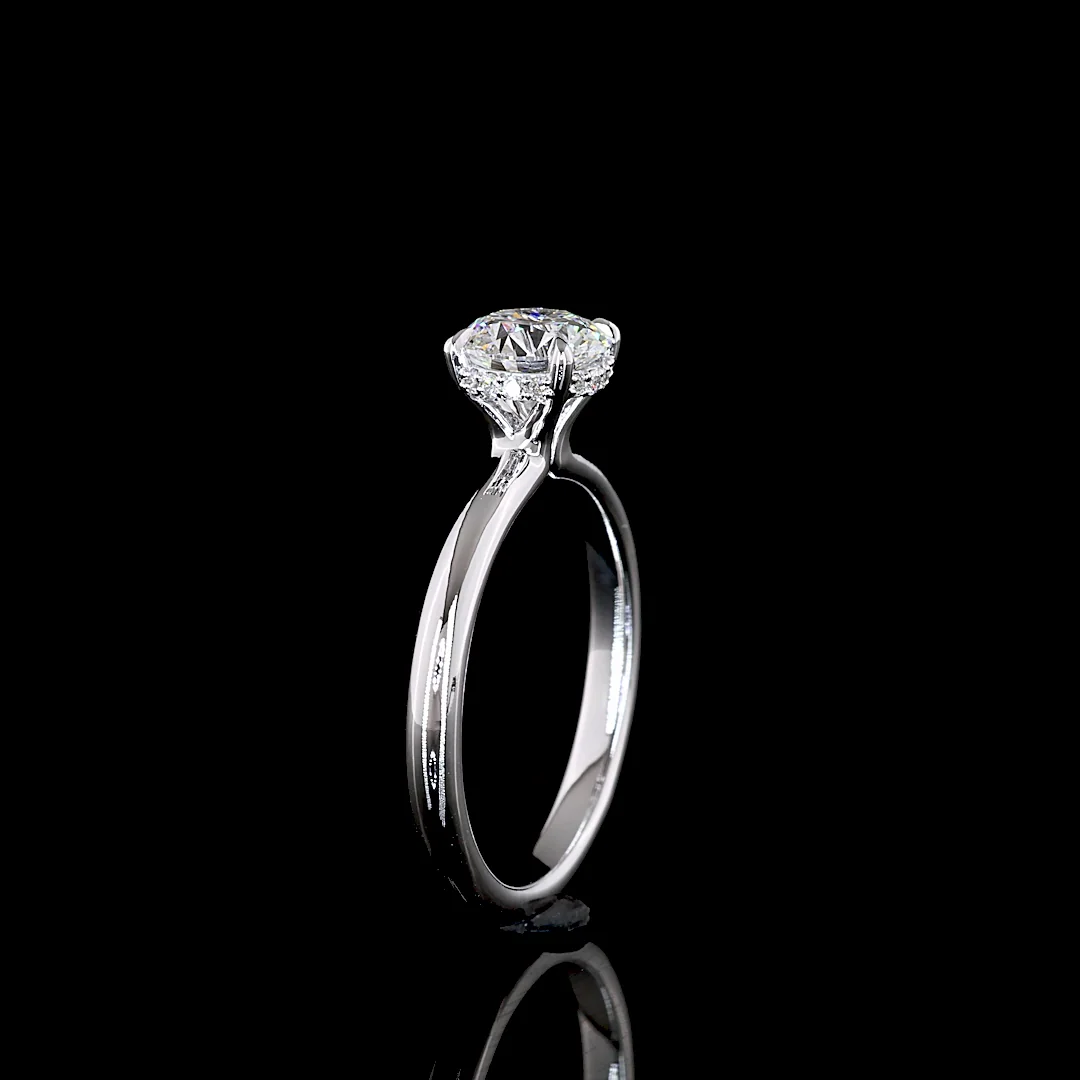 1.12 Cts 14k White Gold Round Shape Hidden Halo Ring - Image 4