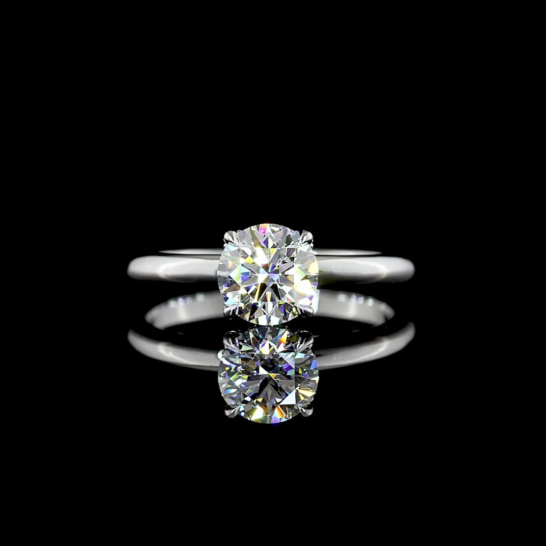 1.12 Cts 14k White Gold Round Shape Hidden Halo Ring - Video