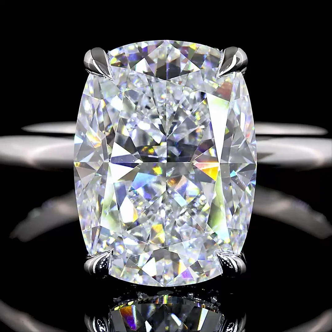 4.18 Cts 14k White Gold Cushion Brilliant Shape Hidden Halo Ring - Image 3