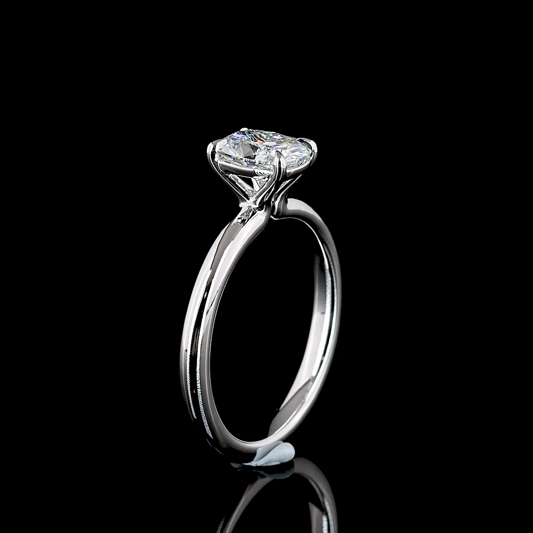 1.04 Cts 14k White Gold Cushion Brilliant Shape Solitaire Ring - Image 4
